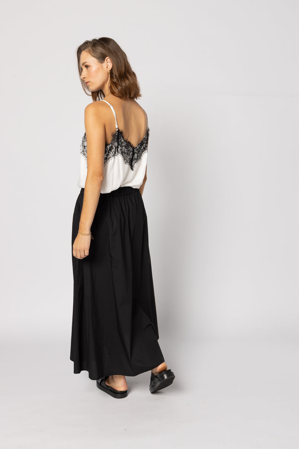 1033 - For Love Cami - White/Black Lace
