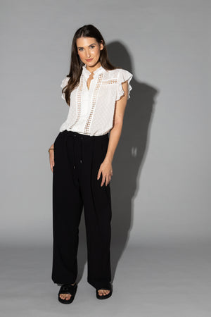 1243 - Crafted Blouse - White Dobbie