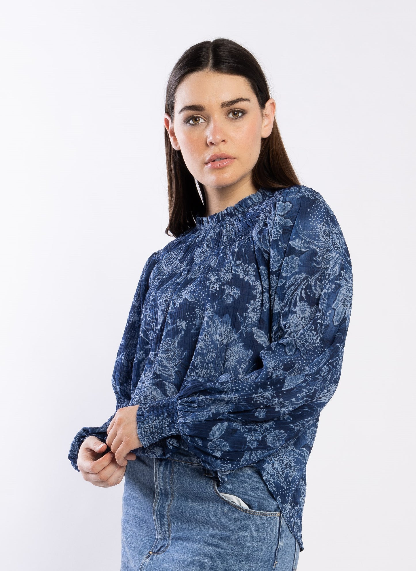 1299 - Karin Blouse - Blue Paisley