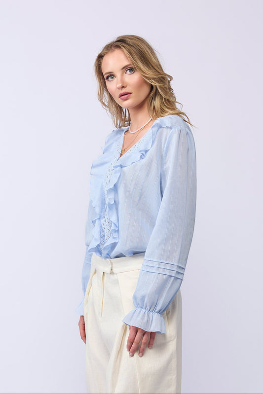 AMELIA BLOUSE L/S - SOFT BLUE