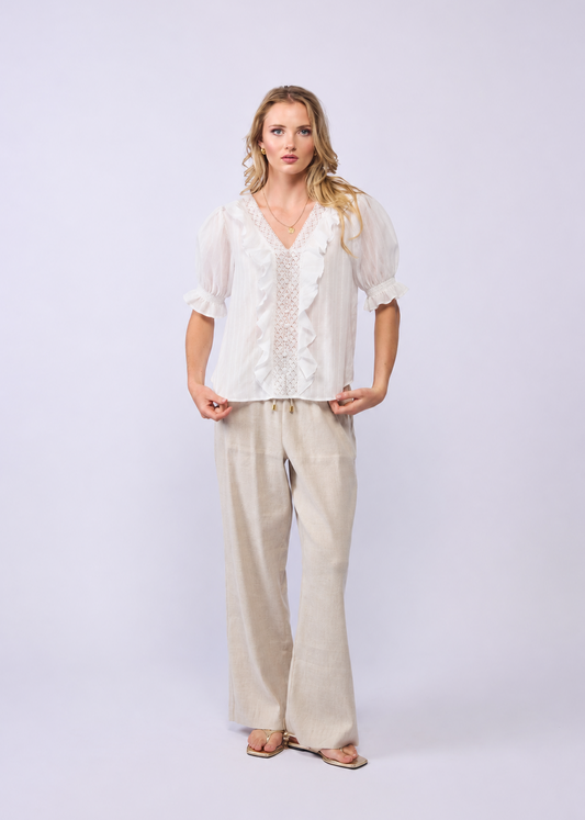 *NEW ARRIVAL* 1312S Amelia S/S Blouse - White