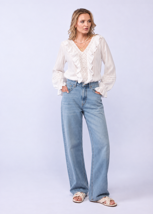 *NEW ARRIVAL* 1312 - Amelia Blouse LONG SLEEVE - White