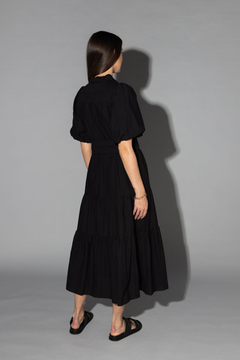 2051 - Gracie Dress - Black Jacquard Stripe – Drama The Label