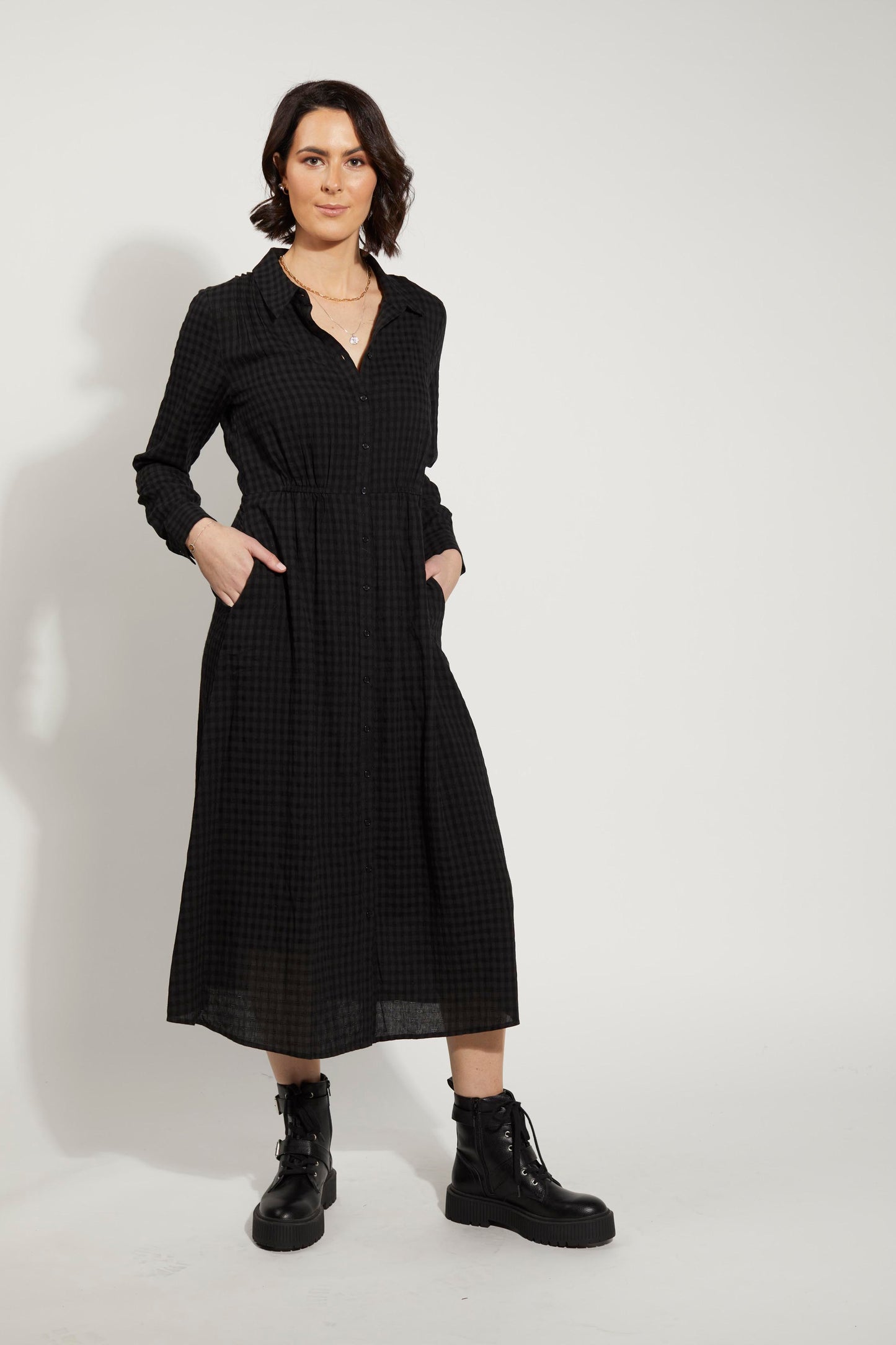 2164 - Canterbury Dress - Black Checker