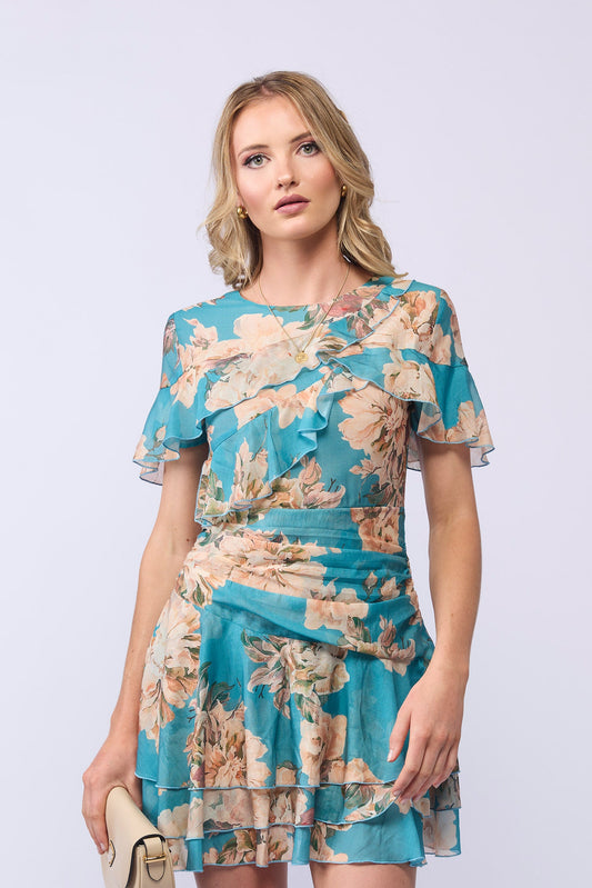 *NEW ARRIVAL* 2250 - Savannah Dress - Aqua Bloom