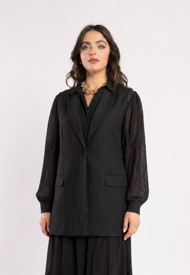 Au Lait Waistcoat - Noir Stripe