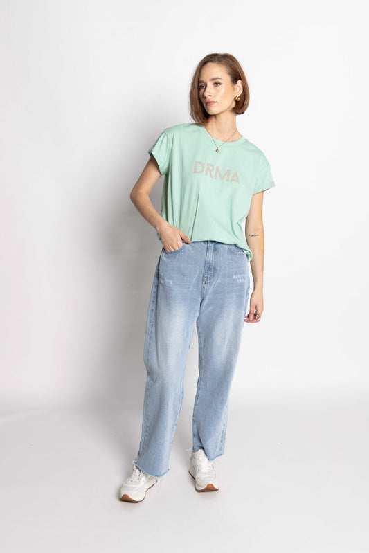 1131 - Drma Zoe Printed Tee - Aspen Green/Grey