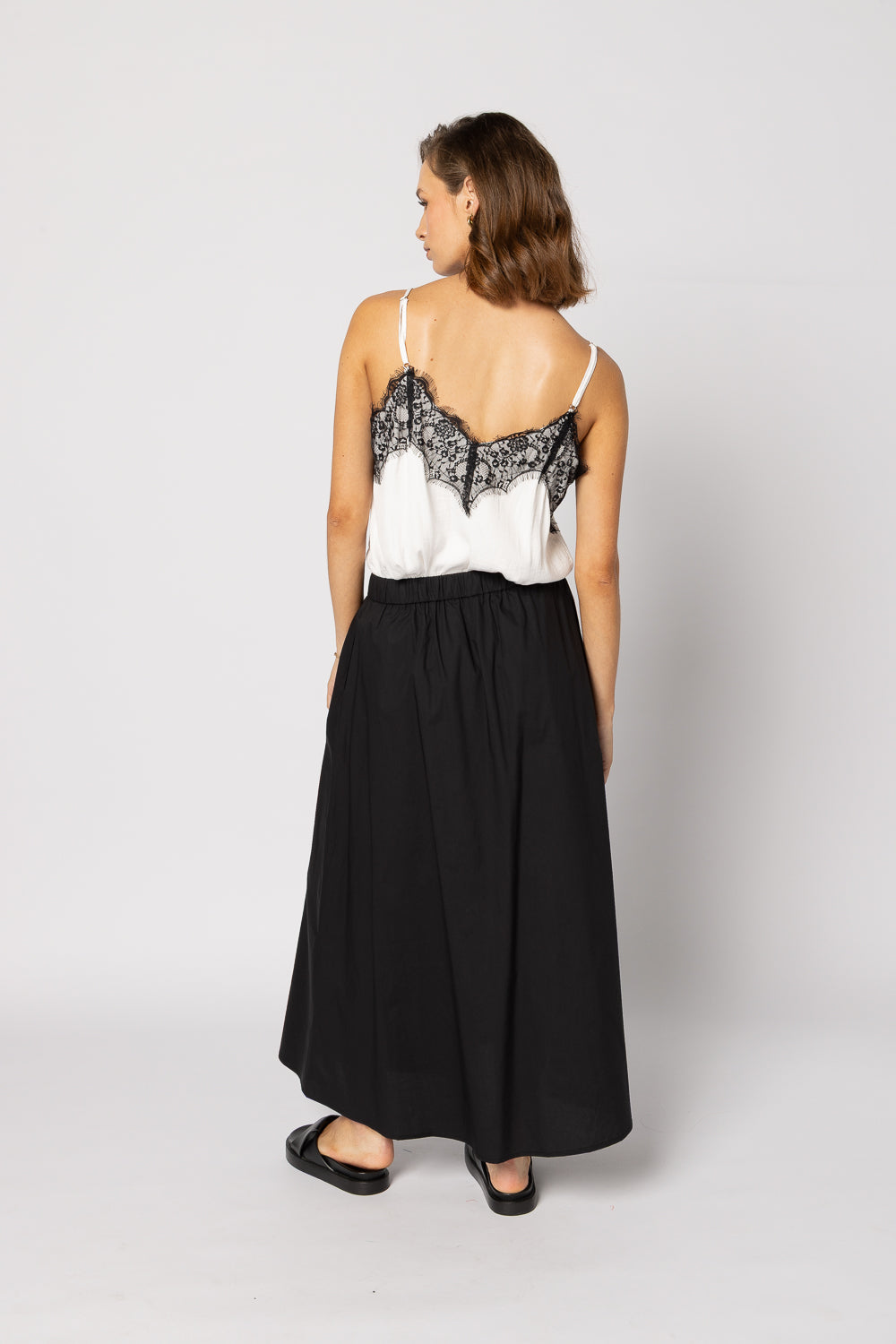 1033 - For Love Cami - White/Black Lace