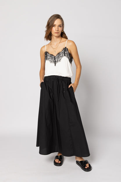 1033 - For Love Cami - White/Black Lace