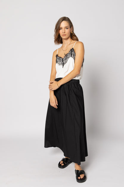1033 - For Love Cami - White/Black Lace