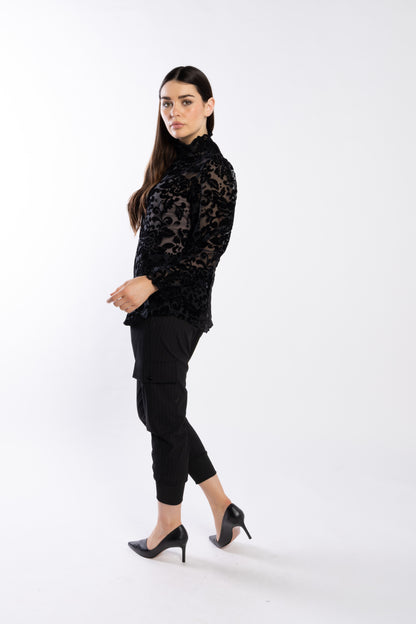 4052 - Noni Pants - Black Pinstripe