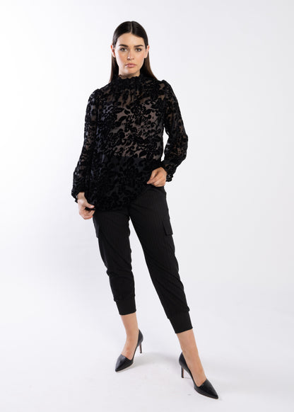 4052 - Noni Pants - Black Pinstripe