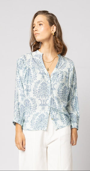 1169 - Bloom Blouse - Blue Damask