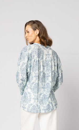 1169 - Bloom Blouse - Blue Damask