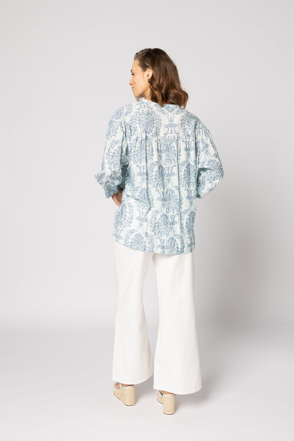 1169 - Bloom Blouse - Blue Damask