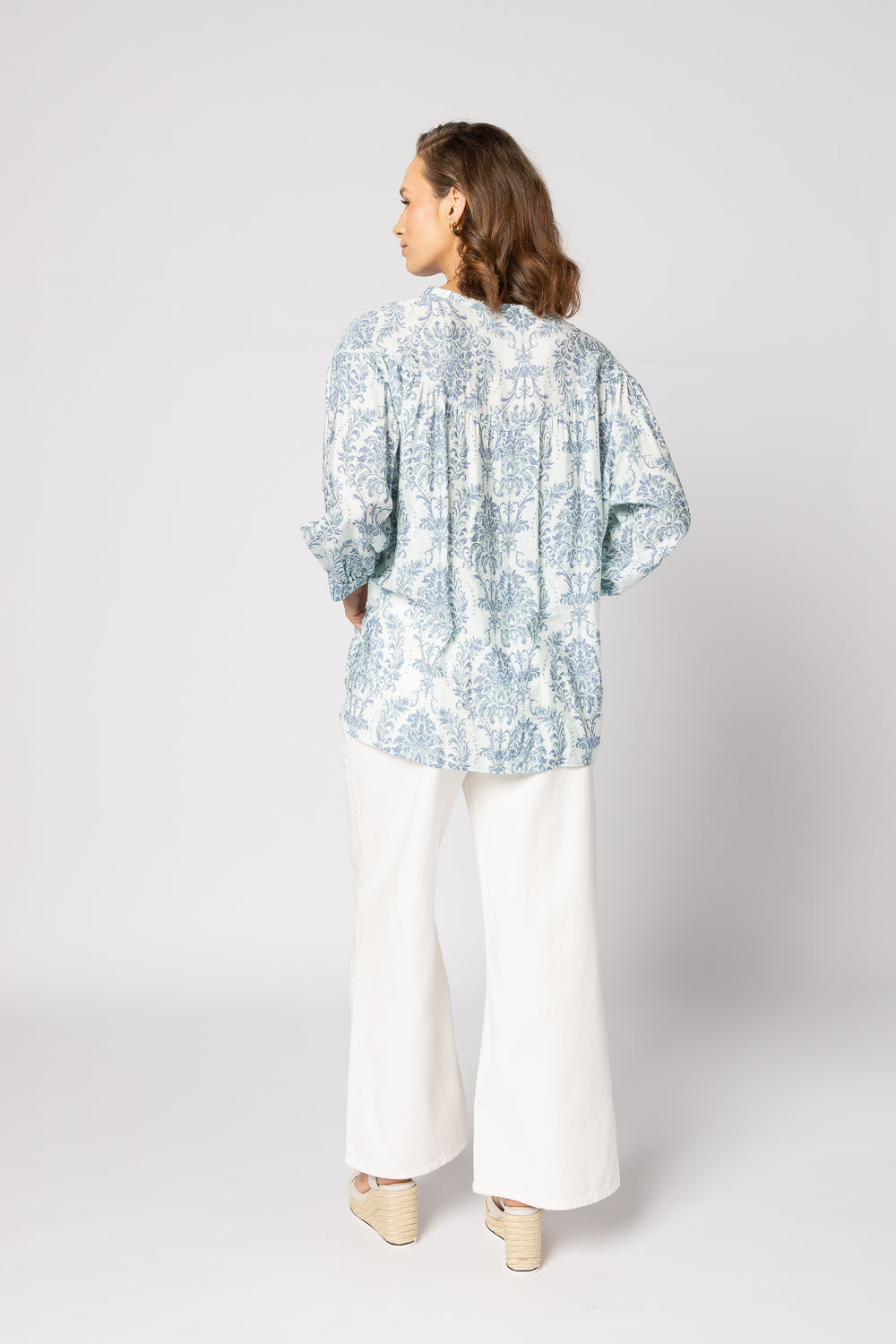 1169 - Bloom Blouse - Blue Damask