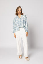 1169 - Bloom Blouse - Blue Damask