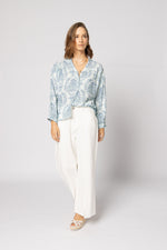 1169 - Bloom Blouse - Blue Damask