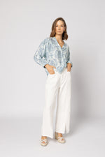 1169 - Bloom Blouse - Blue Damask