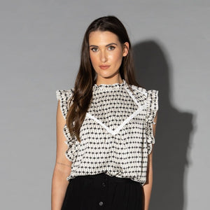 1170 - Valley Top - Black/White Geo Print