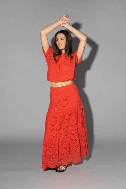 1177 - Mana Top - Coral Lace
