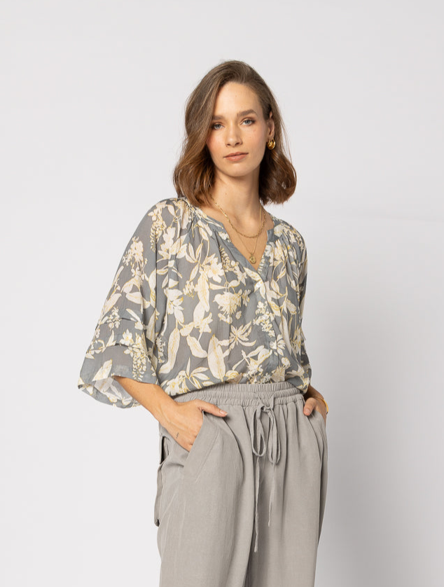 1201 - Frond Blouse - Dusk Floral