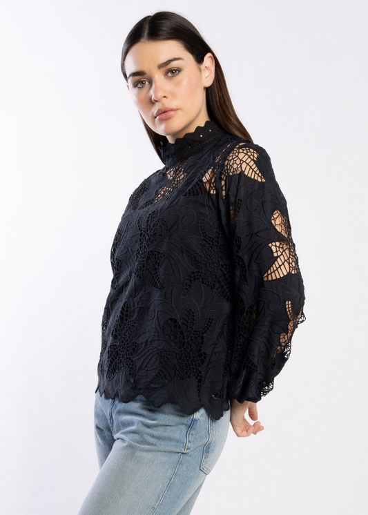 1212 - Anglaise Blouse - Black