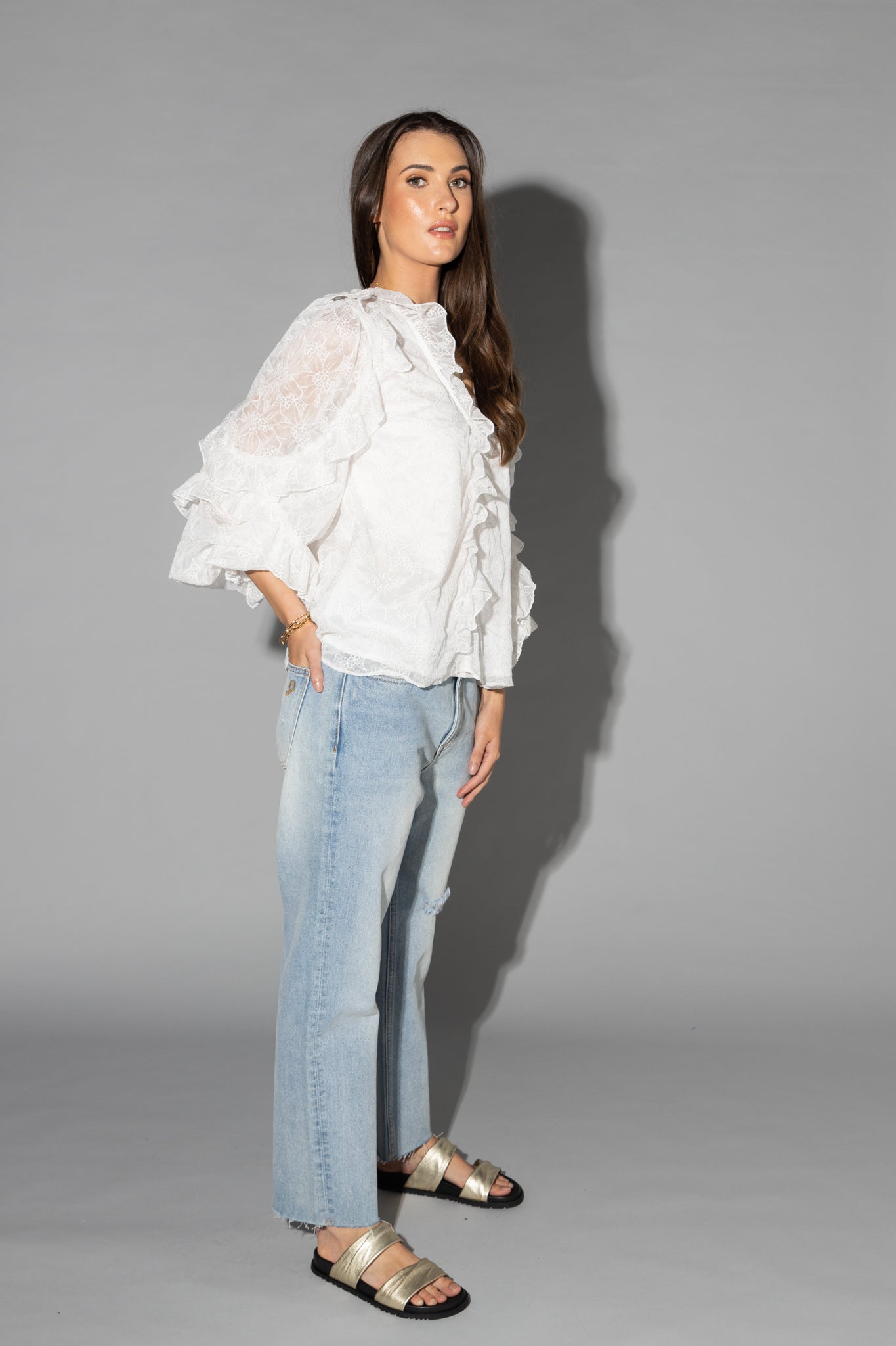 1220 - Theo Blouse - White Embroidery