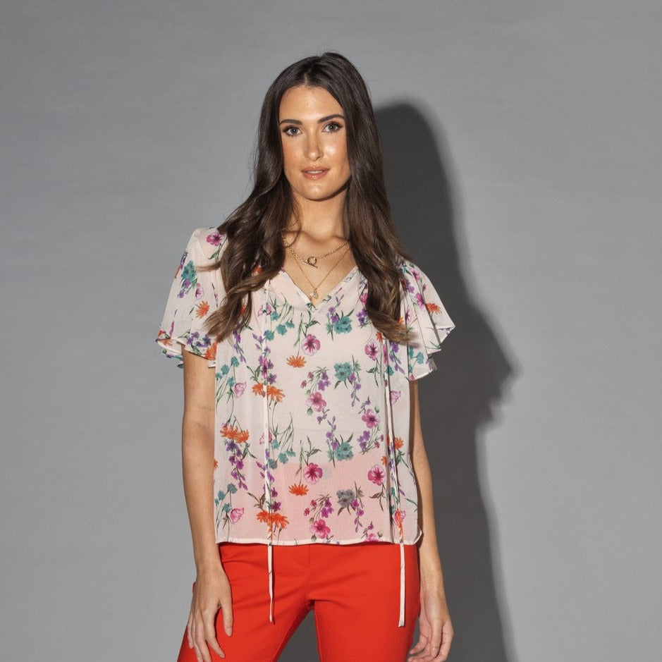 1223 - Flutter Blouse - Summer Garden LAST ONE SIZE 8