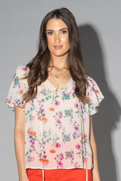 1223 - Flutter Blouse - Summer Garden LAST ONE SIZE 8