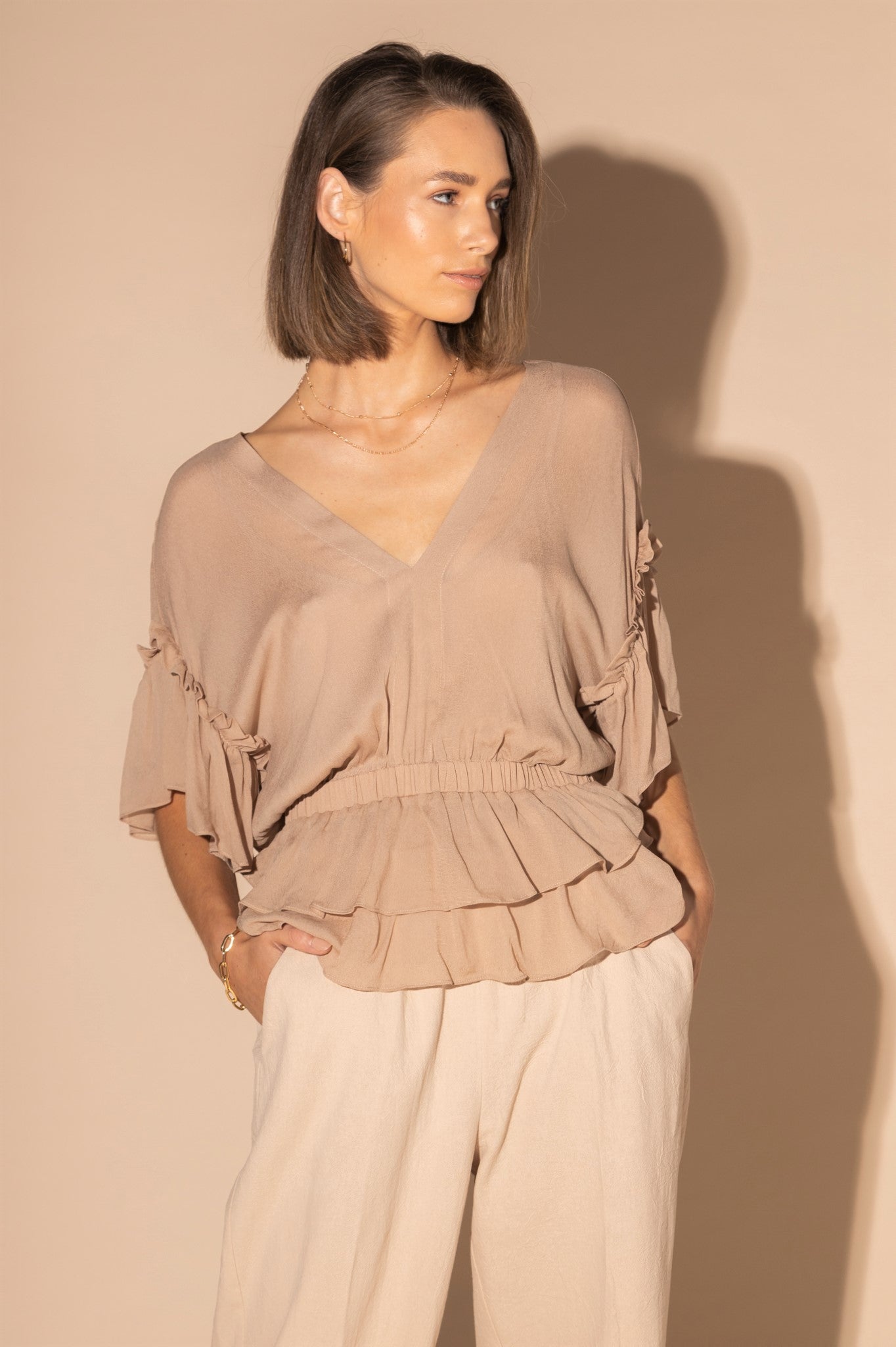 LOUGHLIN - 1230L - Brooke Blouse - Beige