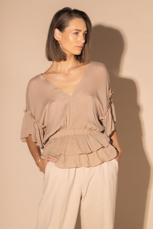 1230L - Brooke Blouse - Beige