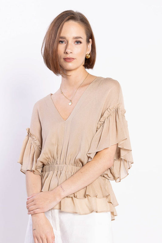 1230L - Brooke Blouse - Beige