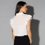 1243 - Crafted Blouse - White Dobbie