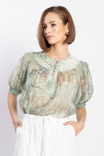 LOUGHLIN - 1261L - Madrid Blouse - Green Aztec
