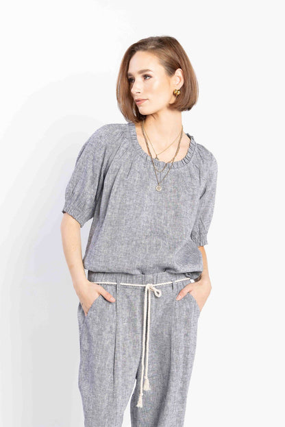 LOUGHLIN - 1262L - Mel Blouse - Navy Marle