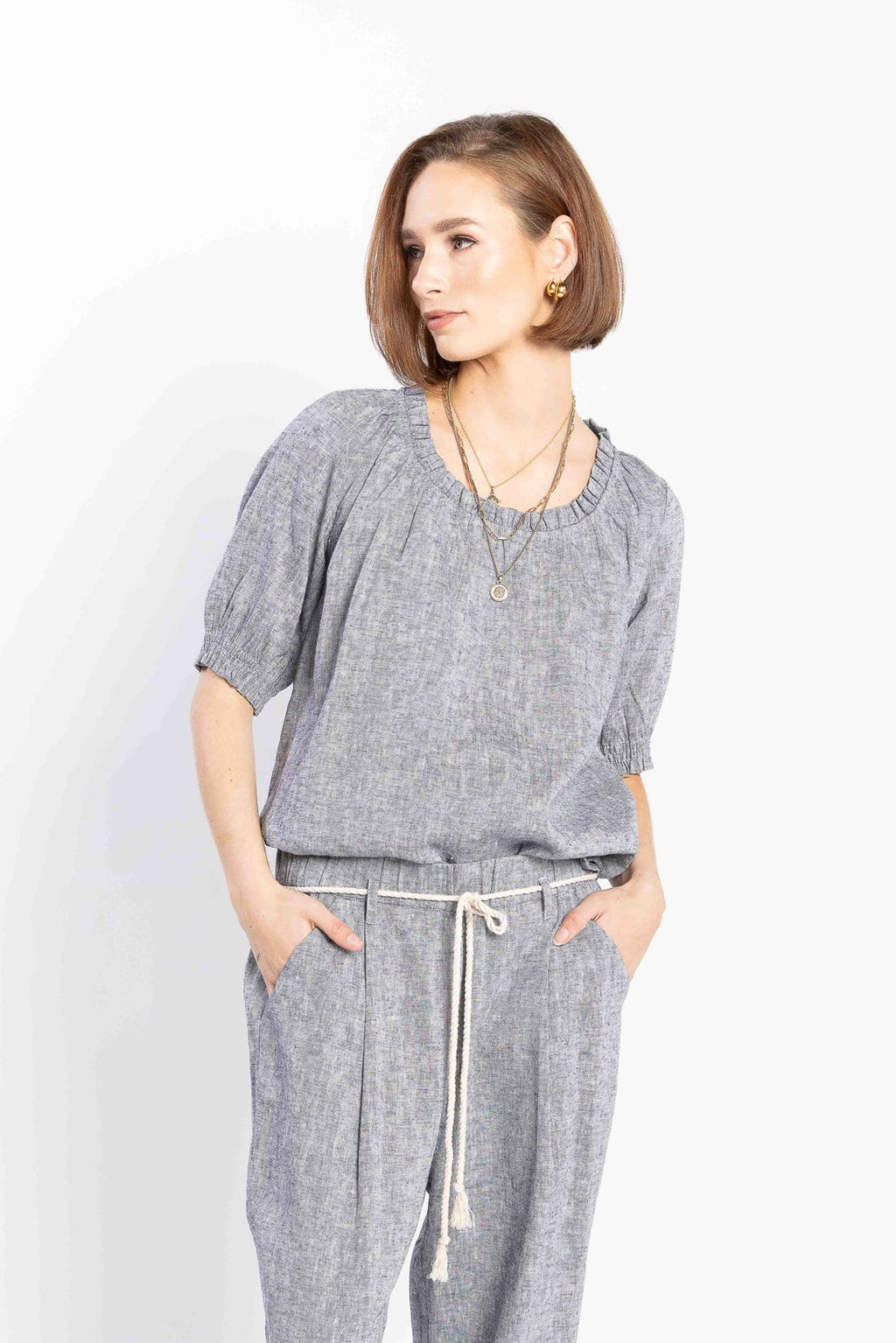 LOUGHLIN - 1262L - Mel Blouse - Navy Marle