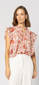 1268 - Arabella Blouse - Ruby Flowers