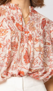 1268 - Arabella Blouse - Ruby Flowers