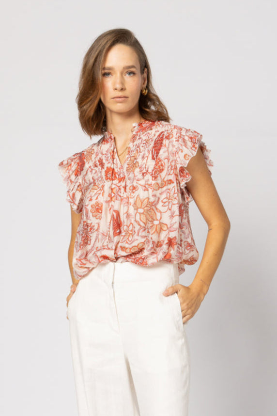 1268 - Arabella Blouse - Ruby Flowers