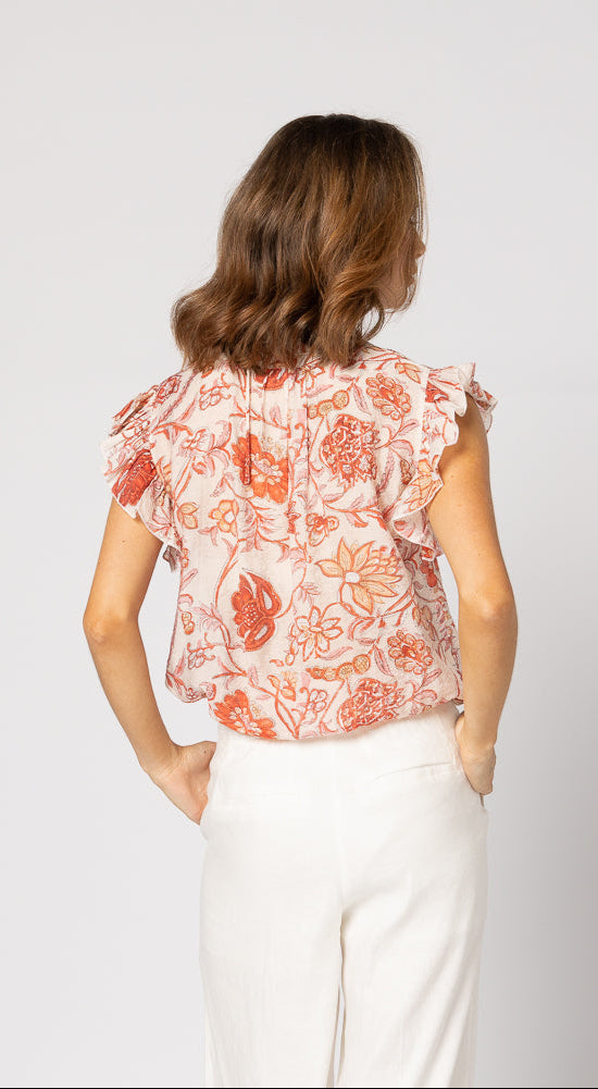 1268 - Arabella Blouse - Ruby Flowers