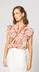 1268 - Arabella Blouse - Ruby Flowers