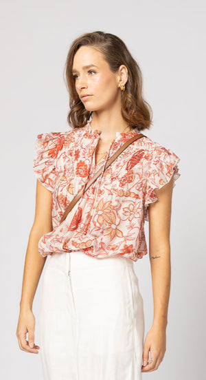 1268 - Arabella Blouse - Ruby Flowers