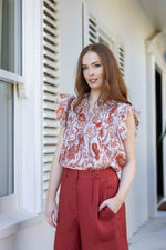 1268 - Arabella Blouse - Ruby Flowers