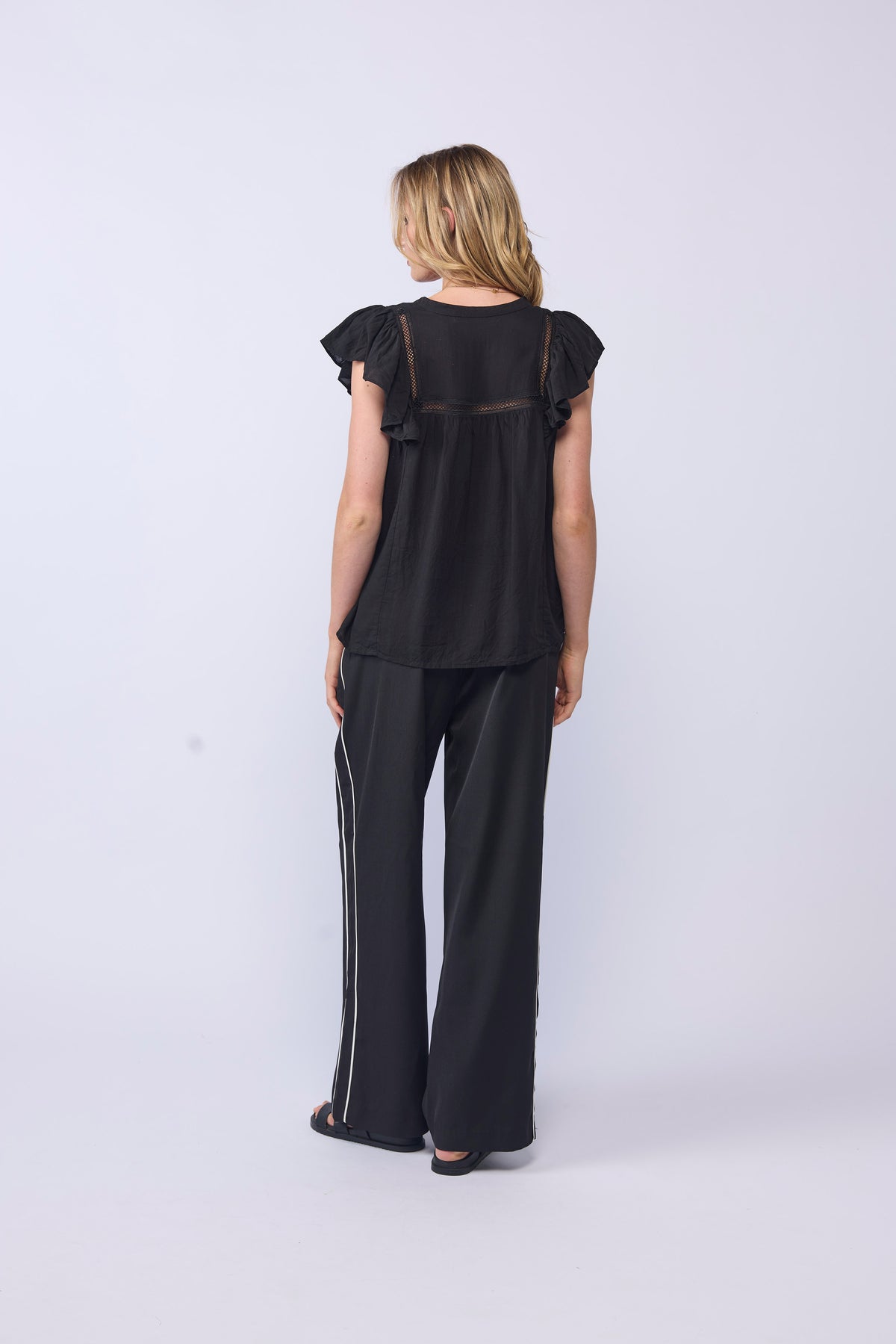 LAKE PANT - BLACK/PIPED LINEN