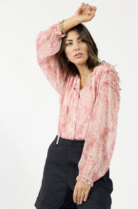 1270 - Honor Blouse - Pink Marble