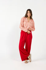 1270 - Honor Blouse - Red Scroll