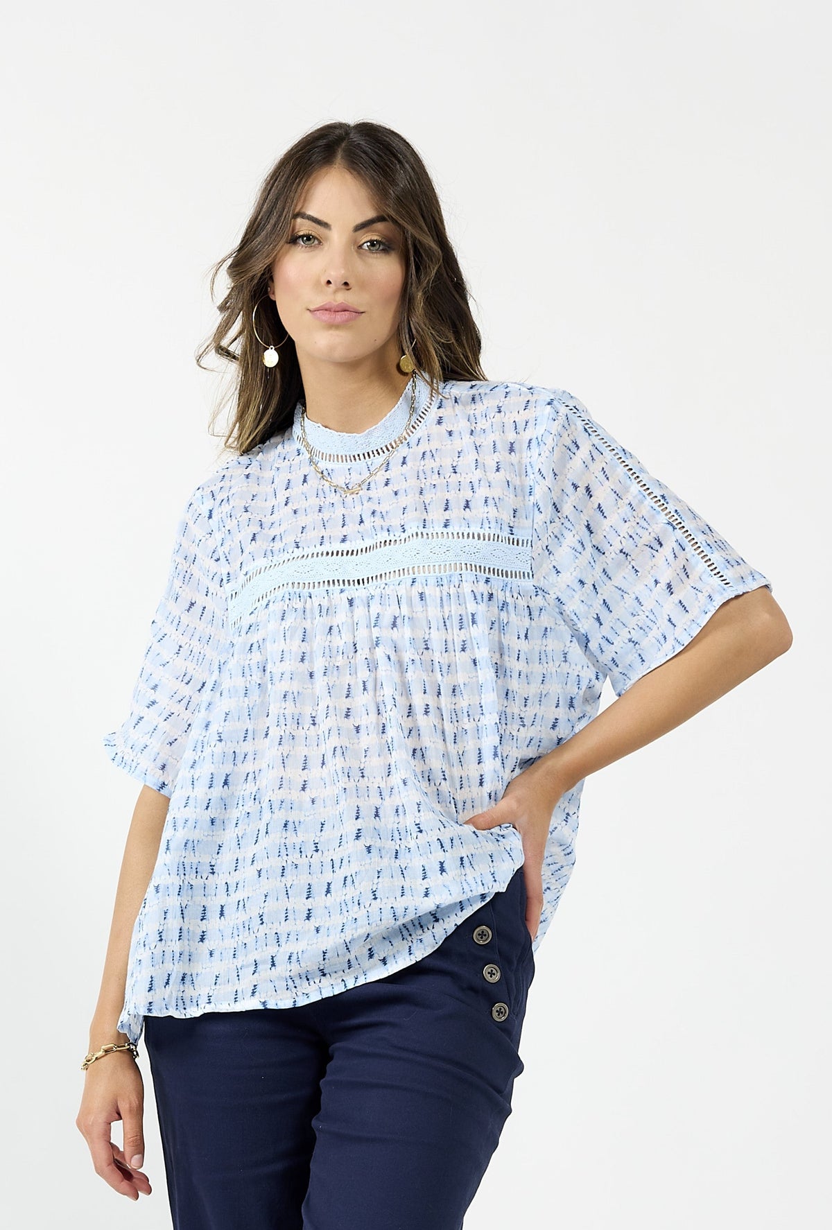 1278 - Cypress Blouse - Blue Water