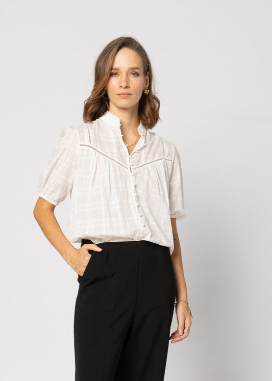 1279 - Dalila Top - White Check LAST ONE SIZE 12