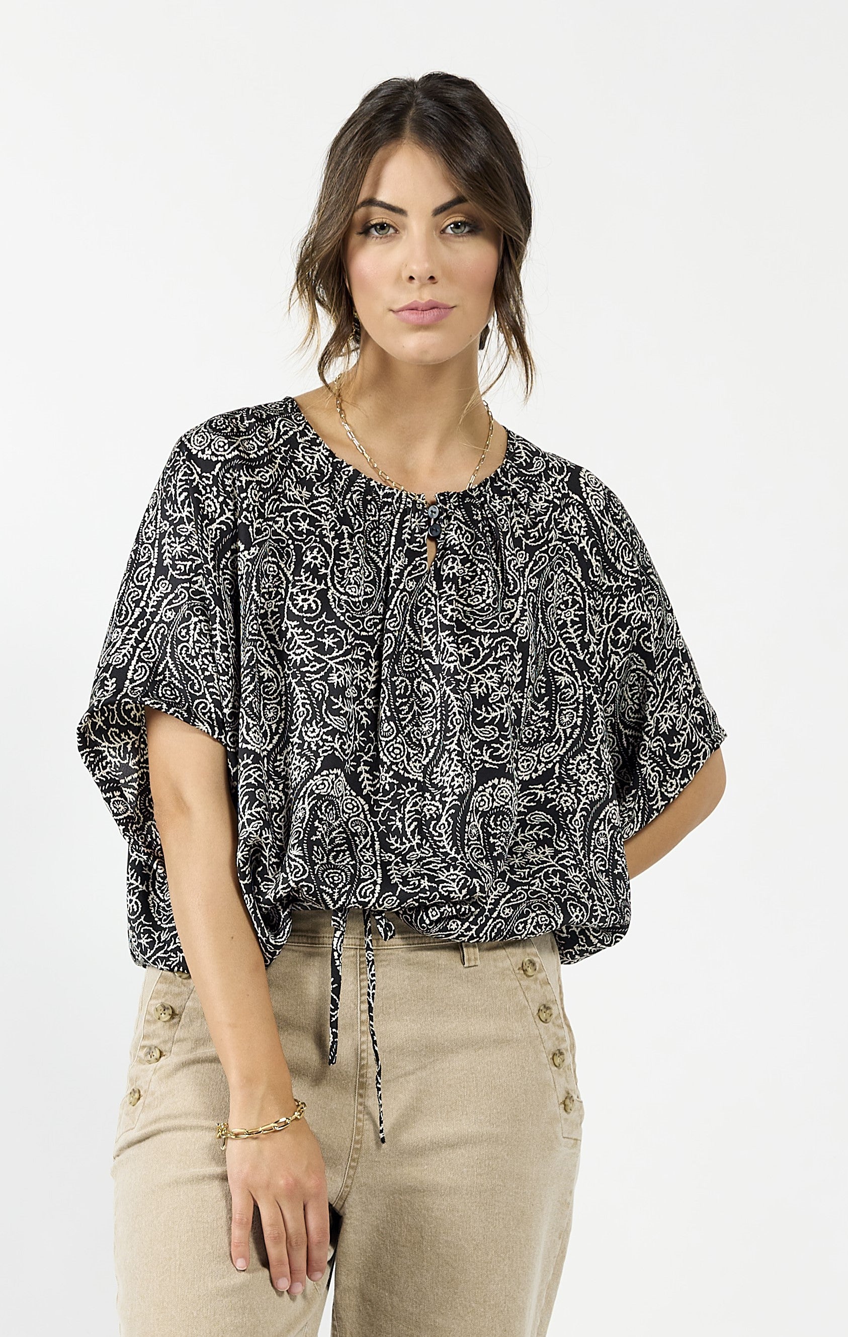 1293 - Liberty Top - Black Paisley